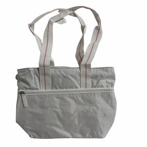 NEW! Light Gray Canvas Tote Bag Striped Strap Bag
